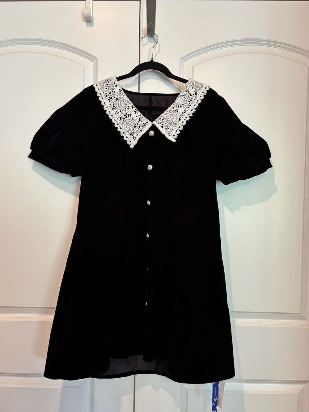 Cider Black Velvet Lace Collar Mini Dress Size 1XL